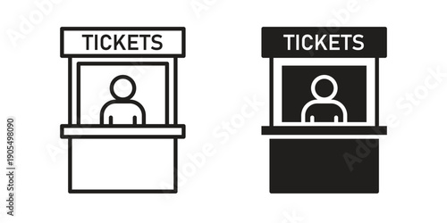 Ticket window icons in different styles. Simple icon design