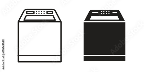 Top load washer icons in different styles. Simple icon design