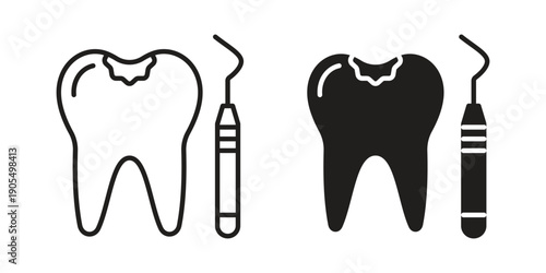 Tooth filling icons in different styles. Simple icon design