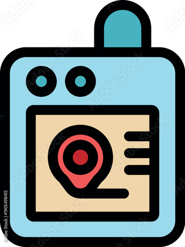 Gps tracker displaying location pin on a map, indicating real time positioning and navigation