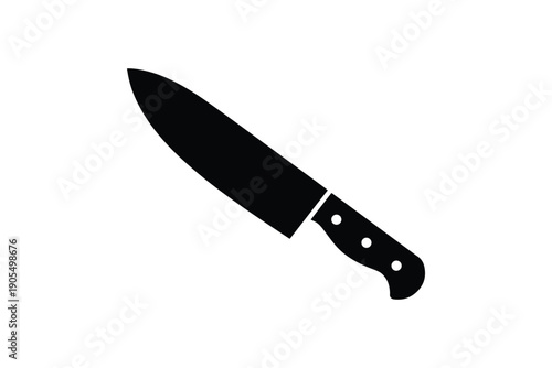 Professional chef knife silhouette sharp kitchen tool for cooking food preparation stainless steel blade icon