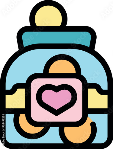 Saving money with love and care, filling glass jar with gold coins, perfect for charity, donation or gift concept