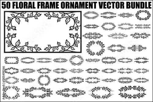 Floral Frame Ornament Vector Bundle