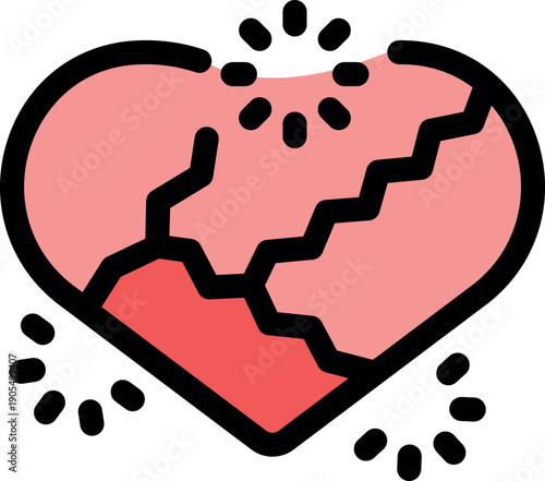Heart with cracks representing emotional pain and heartbreak