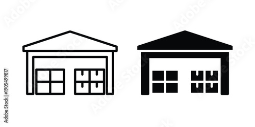 Warehouse icons in different styles. Simple icon design