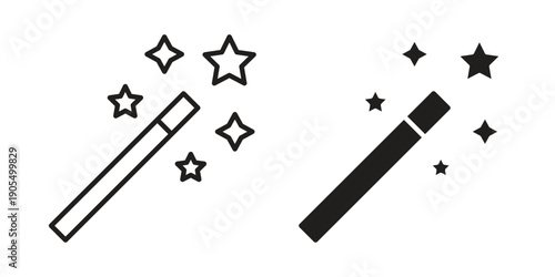 Wand icons in different styles. Simple icon design