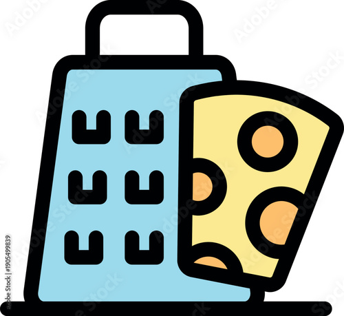 Vibrant grater and cheese icon for culinary themes