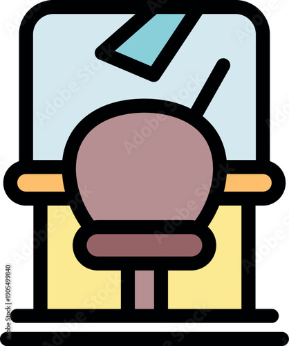 Salon vanity with chair and mirror, ready for styling