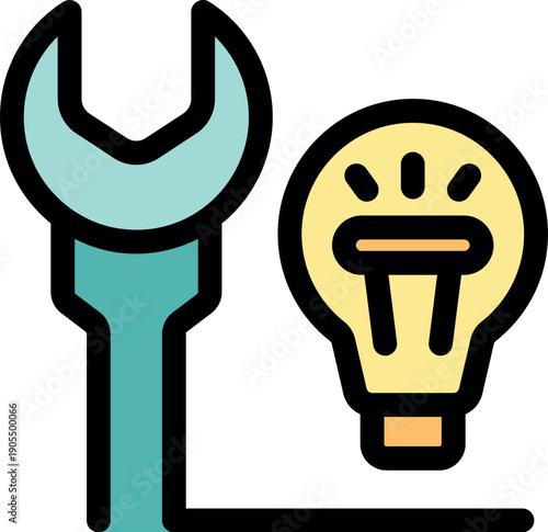 Wrench and lightbulb symbolizing innovation and creativity