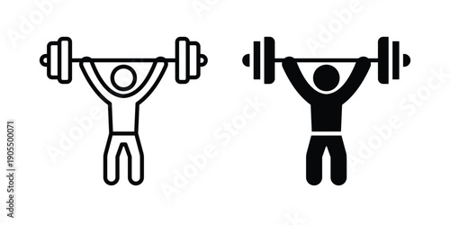 Weightlifter icons in different styles. Simple icon design
