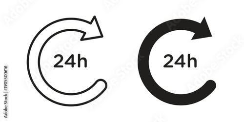 24 Hrs icon linear style symbols for mobile concept and web design.