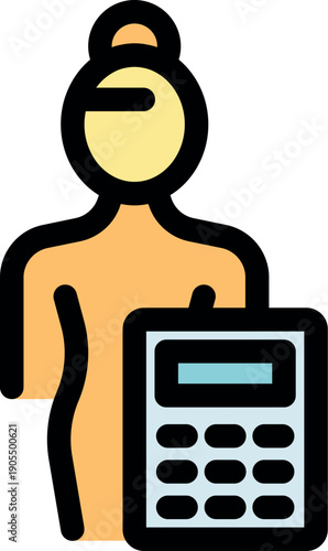 Woman managing her finances, calculating expenses and planning budget using a calculator