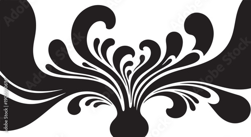 Elegant black floral design on white background illustration art