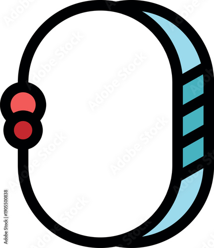 Fitness tracker bracelet with red buttons indicating progress in achieving fitness goals