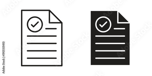 Approved document icon linear style symbols for mobile concept and web design.