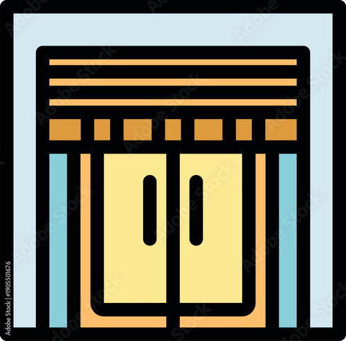 Elevator doors closing, representing building transportation and accessibility