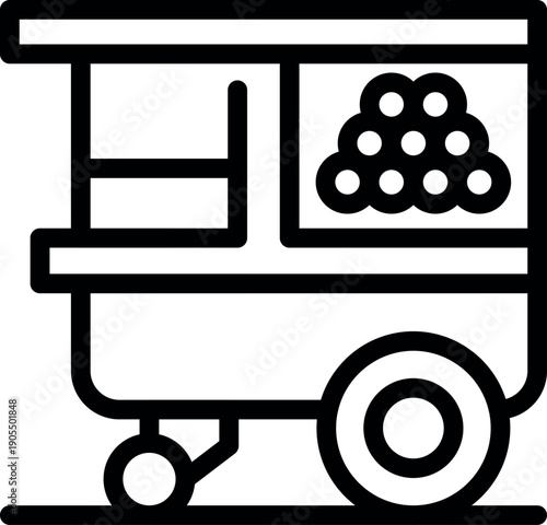 Mobile food cart selling round sweets, showcasing street food culture and quick snacks