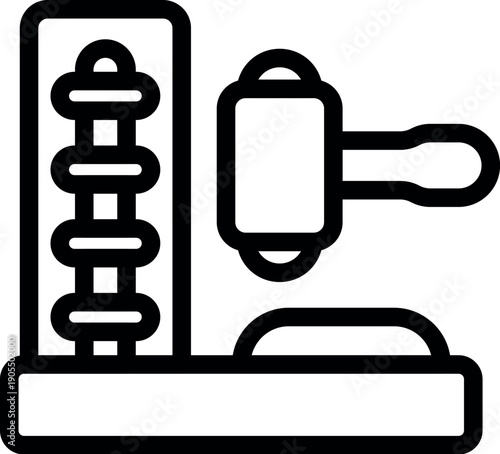High striker attraction with hammer hitting a lever, propelling rings up a ladder, testing strength and accuracy at amusement parks or carnivals