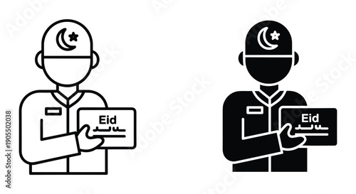 Muslim professional businessman giving Eid al-Fitr charity donation to needy person in office setting