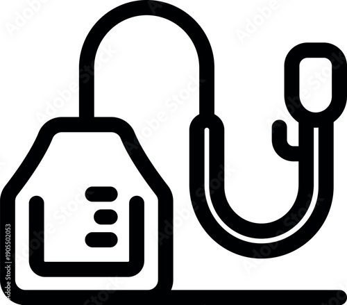 Holter monitor attached to chest, collecting cardiac data for diagnosis and monitoring heart health