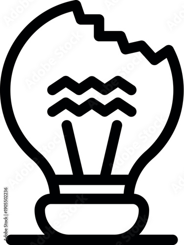 Broken lightbulb representing a sudden interruption in the flow of creativity and innovative thinking