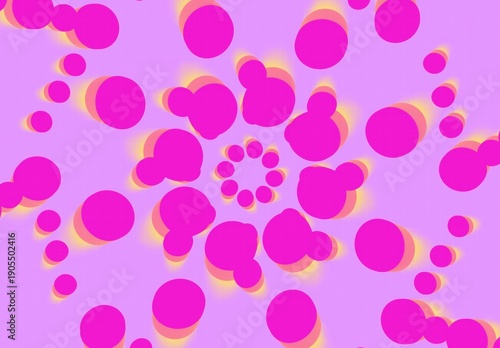 ИллAbstract geometric background with vibrant magenta shapes and circles on a bright yellow backdrop. Minimalist digital artwork with playful, modern design. Contemporary abstractюстрация без названия