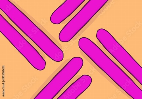 ИллAbstract geometric background with vibrant magenta shapes and circles on a bright yellow backdrop. Minimalist digital artwork with playful, modern design. Contemporary abstractюстрация без названия