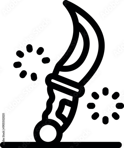 Sharp blade stuck in ground, symbolizing danger, attack, or aggression