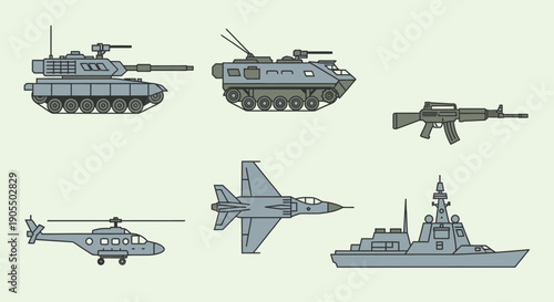 Military Vehicles and Equipment Set.