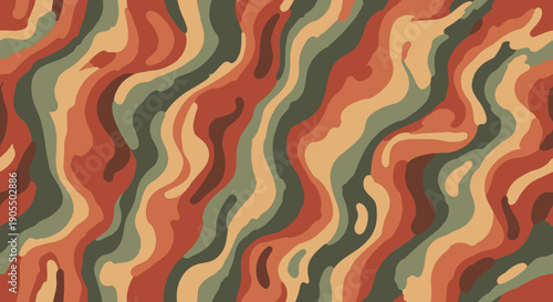 Vibrant wavy abstract pattern with earthy tones and flowing curves.