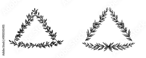 Elegant Laurel Frame Design with Leaves - Hand Drawn