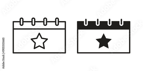 Calendar with event icon linear style symbols for mobile concept and web design.