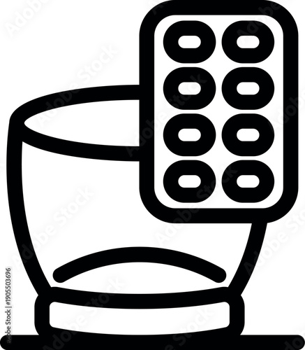 Glass with water next to blister pack of pills symbolizes healthcare, medicine, and healthy lifestyle choices