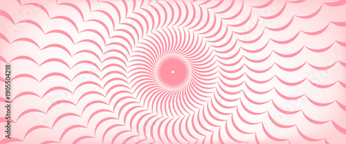 Candy color sunburst background. Abstract pink cream sunbeams design wallpaper. Colorful spinning lines for template, banner, poster, flyer. Sweet rotating cartoon swirl or whirlpool. Vector backdrop