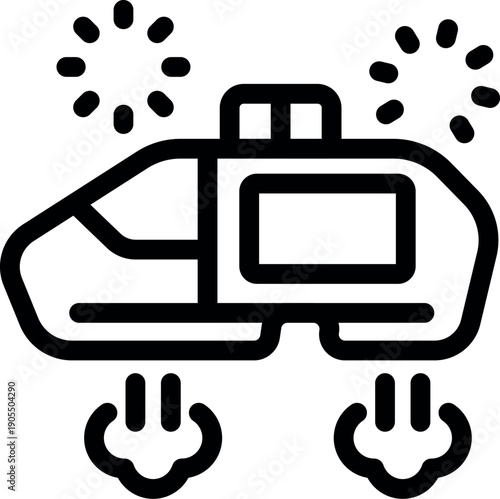 Futuristic self driving flying car hovering, emitting smoke and surrounded by stars, symbolizing speed, innovation, and the future of transportation