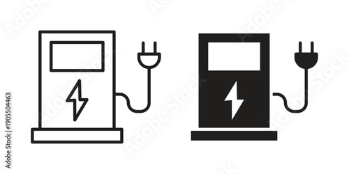 Charging station icon linear style symbols for mobile concept and web design.