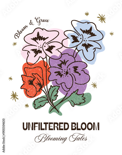 Vintage Floral Slogan T-Shirt Graphic Illustration