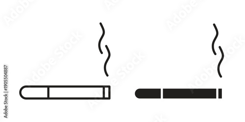 Cigarette icon linear style symbols for mobile concept and web design.