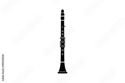 Clarinet musical instrument silhouette isolated on white background classical woodwind icon professional gear