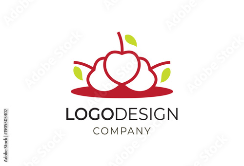 Abstract and minimalist red fruit vector graphic, ideal for healthy food branding or natural product company identity, symbolizing freshness and organic quality