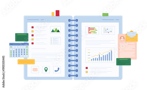 Vector image depicting data monitoring, emphasizing analytics and performance tracking. Perfect for technology and business themes.