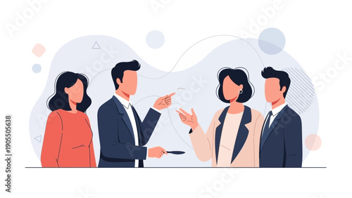 Business Meeting Discussion Flat Illustration