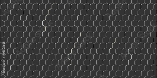 Black honeycomb pattern with hexagon mesh. Texture bee comb grid. Flat vector illustration isolated on dark background