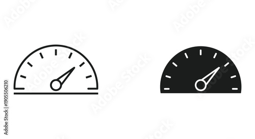 Black and White Speedometer Icons, Measuring Progress and Performance