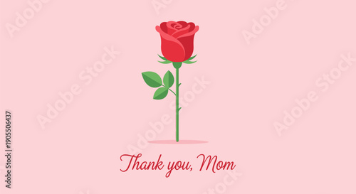 A red rose thank you mom card.