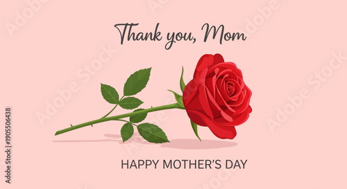 Mother's Day greeting card with rose.