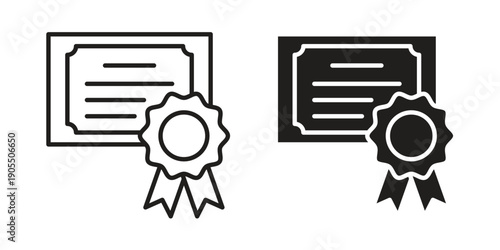 Diploma icon linear style symbols for mobile concept and web design.