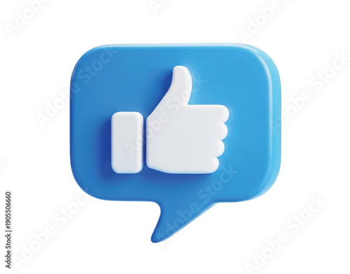 Blue speech bubble with a white thumbs-up icon. The image conveys a positive, approving tone, symbolizing social media approval or likes.