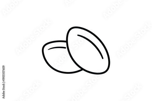 Two coffee beans outline illustration for caffeine lovers and cafe branding projects on a plain white background