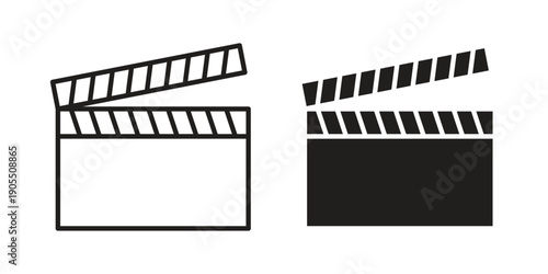 Film clapperboard icon linear style symbols for mobile concept and web design.
